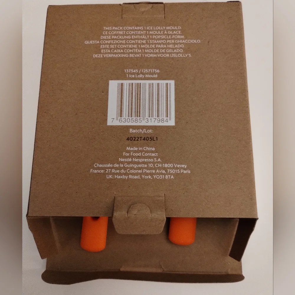 POPSICLE MOLD NESPRESSO SILICONE LOLLY MOULD ORANGE popcicle